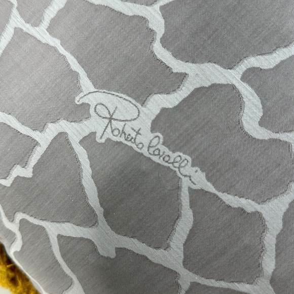 ROBERTO CAVALLI NEW NWT GRAY GOLD FRINGE GIRAFFE PRINT LARGE ACCENT PILLOW - Picture 3 of 13